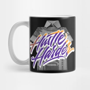 Hustle Harder Field Purple Retro Mug